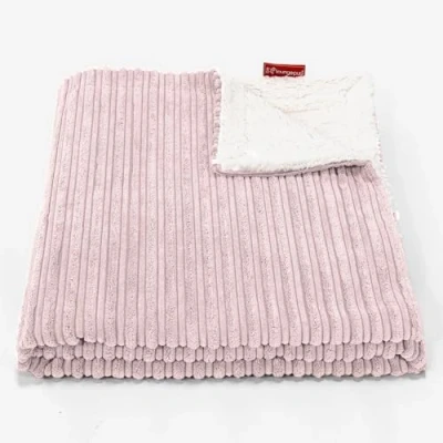 Image of Lounge Pug Cord Sherpa Fleece Throw Blanket Blush Pink Soft Cosy for Sofa and Bed