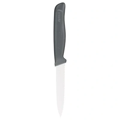 Image of Zyliss Serrated Paring Knife, 10cm/3.9in, Sharp German Stainless Steel with Sustainable Wheat Straw Non Slip Handle, Cover for Safety, Professional Kitchen Knife/Vegetable Dishwasher Safe