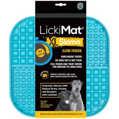 Image of LickiMat Slomo XLarge Dog Food Mat Slow Feeders Lick for Boredom &amp; Anxiety Relief Dogs Perfect Food, All Treats or Peanut Butter Fun Alternative to a Feeder Bowl Turquoise
