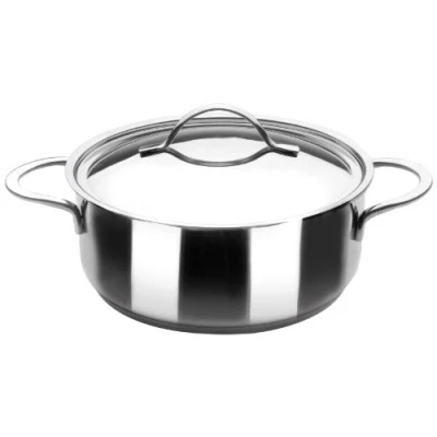 Image of Ibili Noah Casserole with Lid, Stainless Steel, Silver, 32 x 7 cm