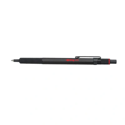 Image of rOtring 600 Ballpoint Pen Medium Point Black Ink Barrel with Non Slip Knurled Grip Refillable