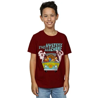 Image of Absolute Cult Scooby Doo Boys Mystery Machine T Shirt Burgundy 5 6 Years