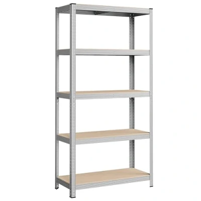 Image of SONGMICS 5 Tier Storage Shelf, Adjustable Boards, Industrial Style, for Kitchen, Living Room, 40 x 90 180 cm, 875 kg Capacity, Silver GLR40SV