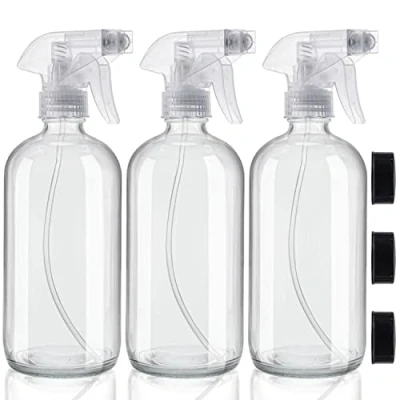 Image of BELLE VOUS 3 x 250ml/8.79oz Empty Refillable Clear Glass Spray/Mist Bottles Durable Trigger Sprayer Bottle Container Set 2 Stream Settings for Cleaning Products, Aromatherapy &amp; Essential Oils
