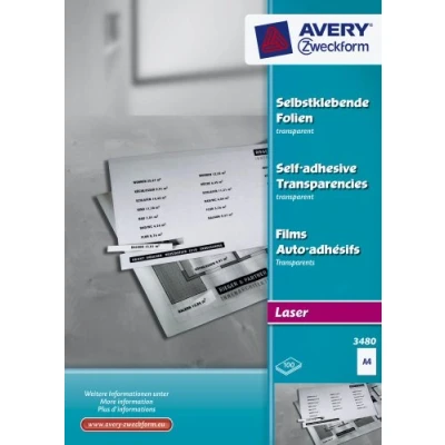 Image of AVERY Zweckform Self Adhesive Transparent Films A4 for Laser Printers
