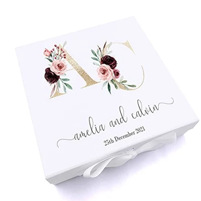 Image of ukgiftstoreonline personalised Initials Wedding Keepsake Memory Box (Medium)