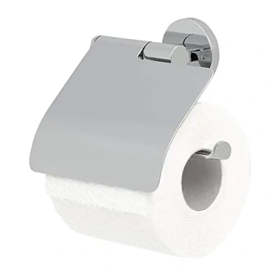 Image of Tiger Noon Toilet Roll Holder with Cover, Chrome, 13.2 x 13.5 4.1 cm