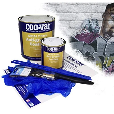 Image of Coovar Anti Graffiti WB101 Water Based 18m² paint Kit (Inc of gloves, paddle, brush &amp; instructions)
