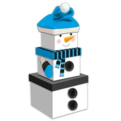 Image of Christmas Small 3 Piece Stacking Nested Gift Box Set Snowman Design