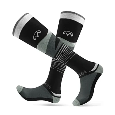Image of OutdoorMaster Ski Socks for Men, 2 Pair Skiing and Snowboarding Thermal with OTC Design w/Non Slip Cuff