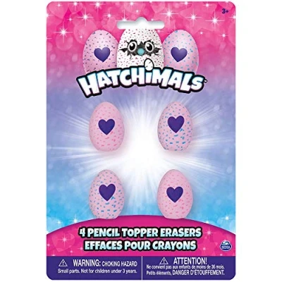 Image of Unique Party 59329 Hatchimals Egg Pencil Top Erasers, Pack of 4