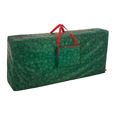 Image of Christmas Village Deluxe Tree Decoration Lights Zip Up Sack Storage Bag Organiser For upto 9ft Xmas Trees Stores Ribbon Tinsel Wreath Stocking (Xmas 9ft)
