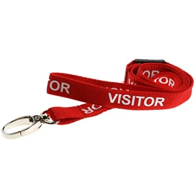 Image of Customcardltd Customcard Visitor Lanyard Metal Clip VistorMetalClip,Red/White, 10