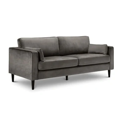 Image of Julian Bowen Hayward Velvet Grand 3 Seater Sofa, Fabric, Grey, one Size