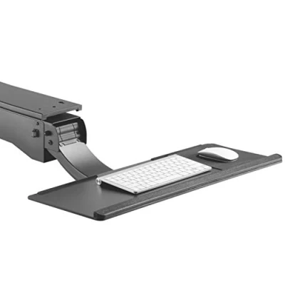 Image of Maclean MC 795 Ergonomic Under Desk Keyboard Tray with Large Adjustable Height Range Best Sit Stand Standing Computer Holder Drawer Shelf Pull Slides Out Sliding Angle swivels 360