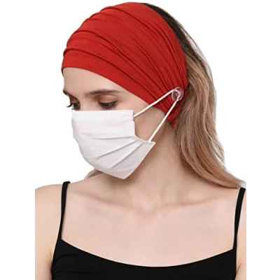 Image of Deresina Stretchy Extra Wide Headband with Button for Facecover Masks (Cinnemon (Mask Not Included))