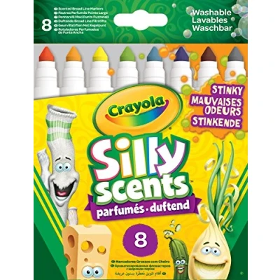 Image of CRAYOLA Silly Scents Broadline Washable Markers Assorted Colours (Pack of 8) Unique Stinky &amp; Colours! Ideal for Kids Aged 3+