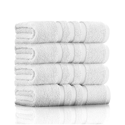 Image of GC GAVENO CAVAILIA Premium Hand Towels For Bathroom Egyptian Cotton Towel Set 550 GSM of 2, White