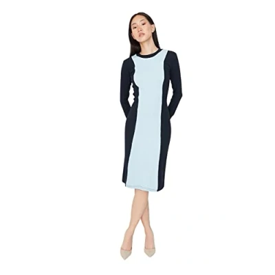 Image of Trendyol Women Midi Basic Regular Knit Dress Navy Blue