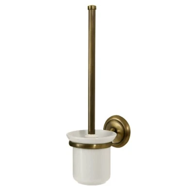 Image of Bisk 00412 Deco Toilet Brush and Holder Set in Antique Brass, 12 x 16 40 cm