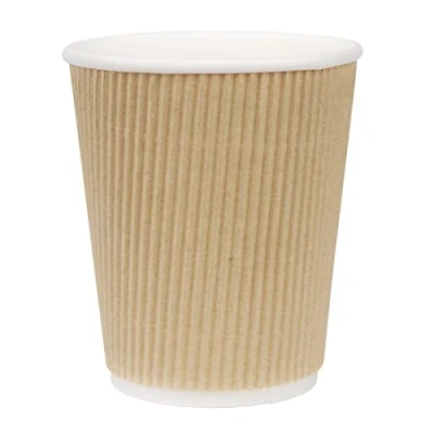 Image of Fiesta GP443 Takeaway Kraft Coffee Cups, Ripple Wall, 8 oz. (Pack of 25)