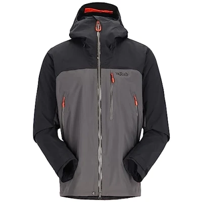 Image of Rab Men’s Latok Mountain GORE TEX Pro Jacket GTX Waterproof Breathable Shell for Trekking, Climbing, &amp; Mountaineering Black/Graphene X Large