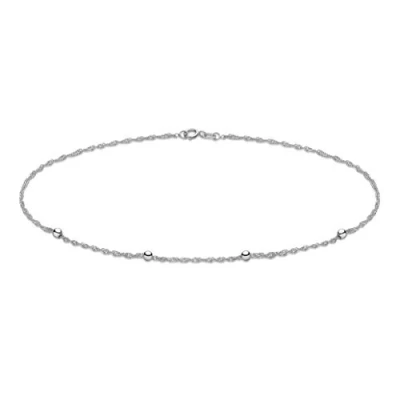 Image of Carissima Gold Women&#039;s 9 ct White Twist Curb Chain and Balls Anklet of Length 25.5 cm/10 Inch