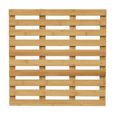 Image of Relaxdays Bamboo Bath Mat, 50 x cm, Non Slip, for Bathtub, Shower &amp; Sauna, Indoor Outdoor, Slatted Board, Natural