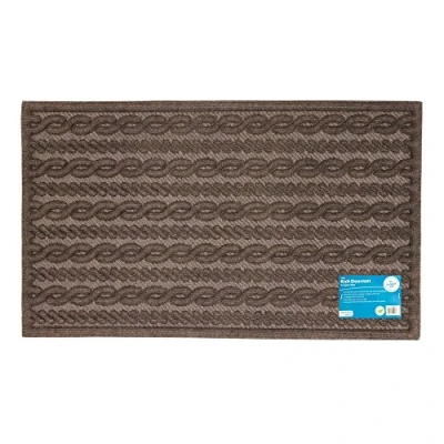 Image of JVL Knit Design Scraper Braided Door Mat, Brown, 45 x 75 cm
