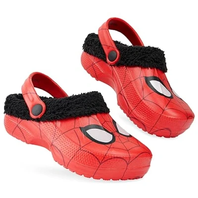 Image of Marvel Boys Clogs Spiderman Fleece Lined for Kids Gifts (Red, 10/10.5 UK)