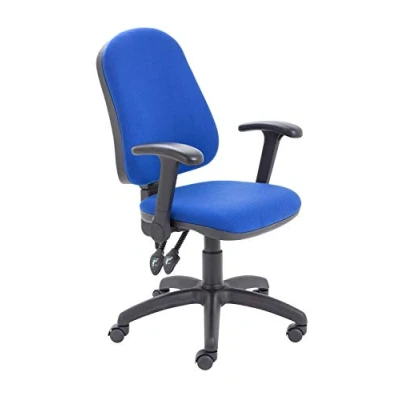 Image of Office Hippo 2 Lever Chair with Height Adjustable Flip Up Arms, Computer Desk Curved Back, Swivel Backrest, Holds to 115kg, Year Wty Royal Blue
