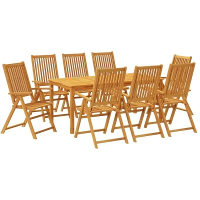 Image of vidaXL 9 Piece Garden Dining Set 180x90x75 cm Solid Wood Acacia