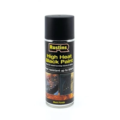 Image of RUSTINS High Heat Black Paint 400 ml (Pack of 1) Spray