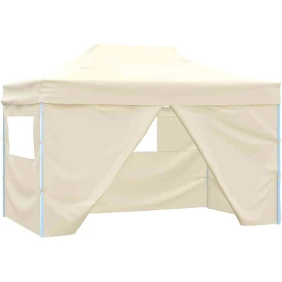 Image of vidaXL Professional Folding Party Tent with 4 Sidewalls 3x4 m Steel Cream