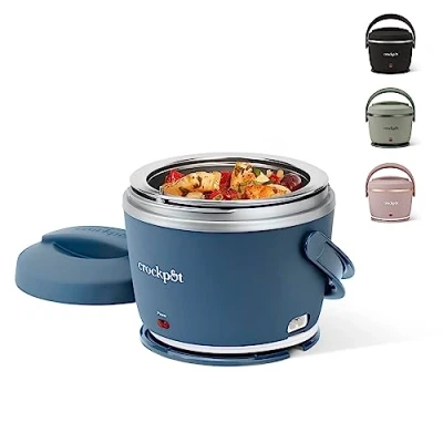 Image of Crock Pot 2143870 Electric Lunch Box Personal Food Warmer, Plastic, Faded Blue