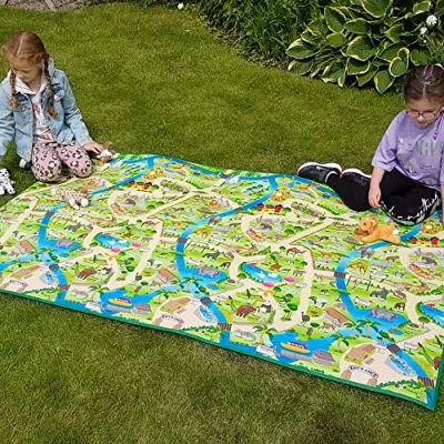 Image of EDUK8 Worldwide Limited Children&#039;s Padded Play Mat Wipe Clean &amp; Water Resistant for Use Indoors Outdoors, 120 x 100 cm, Great Education (120 200 Zoo)