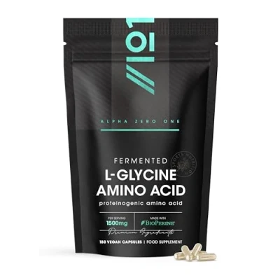 Image of Fermented L Glycine 1500mg with BioPerine® 180 Vegan Capsules High Strength Amino Acid Supplement Resealable and Recyclable Pouch by Alpha01