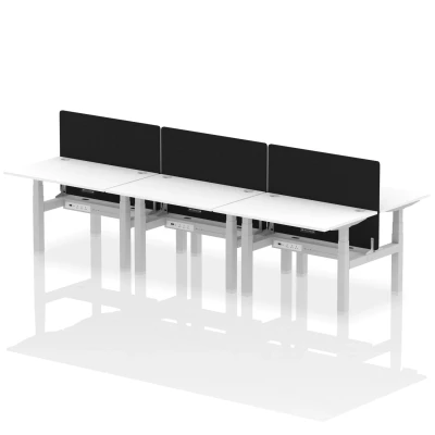 Image of Air B2B 1200x800mm Adjustable 6P Bench Desk CP White/Silver + Screen