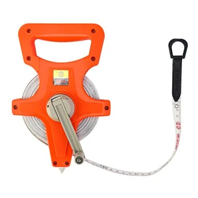Image of QWORK Open Reel Tape Measure, Fibreglass Surveyors Tape, 30M /100 FT