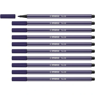 Image of Premium Fibre Tip Pen STABILO 68 Pack of 10 Prussian Blue
