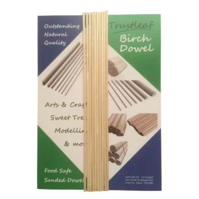 Image of Trustleaf 4mm x 30cm Birch Hardwood Wooden Dowels (10 Dowels)