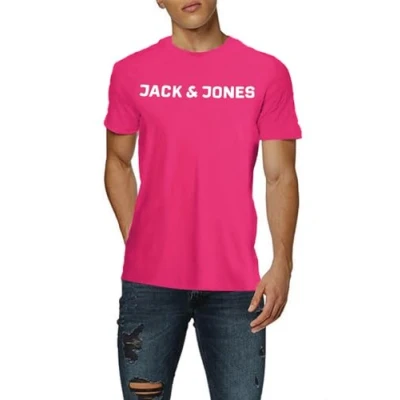 Image of JACK &amp; JONES Men&#039;s Jjecorp Logo Tee Ss Crew Neck Noos T Shirt, Fuchsia Rose, M
