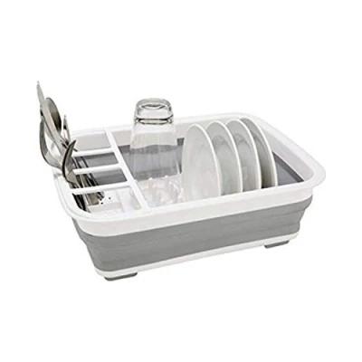 Image of Collapsible Space Saving Dish Drainer Compact Storage Home Camping Caravan Rack