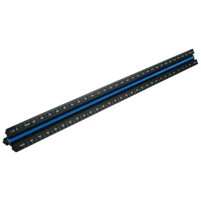 Image of Faithfull FAIRULETACNC Prestige Tri Scale Architect Rule Black Aluminium 300mm (12in)