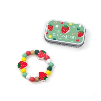 Image of COTTON TWIST Kids Strawberry Bracelet Making Gift Kit Children Creative Beading Jewellery Designing Craft Play Set with Rectangular Tin