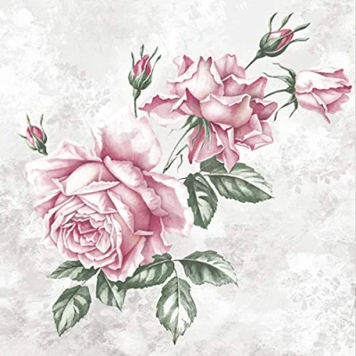 Image of Servietten Blumen 20x 3 Ply Napkins, Colourful, Vintage Decoupage Roses, 33x33 cm, Paper, European Quality, Environmentally Friendly