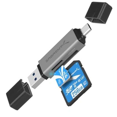 Image of SABRENT SD, Micro SD Card Reader, USB C+A Adapter, 3.2 Gen 1 to Memory Reader OTG for SDXC, SDHC, MMC, RS Support MacBook, android phones, etc. (CR BCA2)