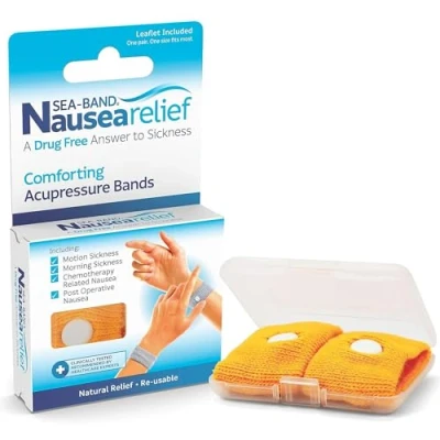 Image of Sea Band Motion Sickness and Nausea Relief Acupressure Wristband Adult (Gold), 1 Pair