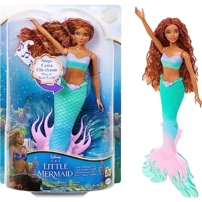 Image of Mattel Disney the Little Mermaid Sing &amp; Dream Ariel Fashion Doll with Signature Tail, Toys Inspired by Movie, HMX22