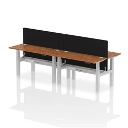 Image of Air B2B 1400x600mm Adjustable 4P Bench Desk CP Walnut/Silver + Screen